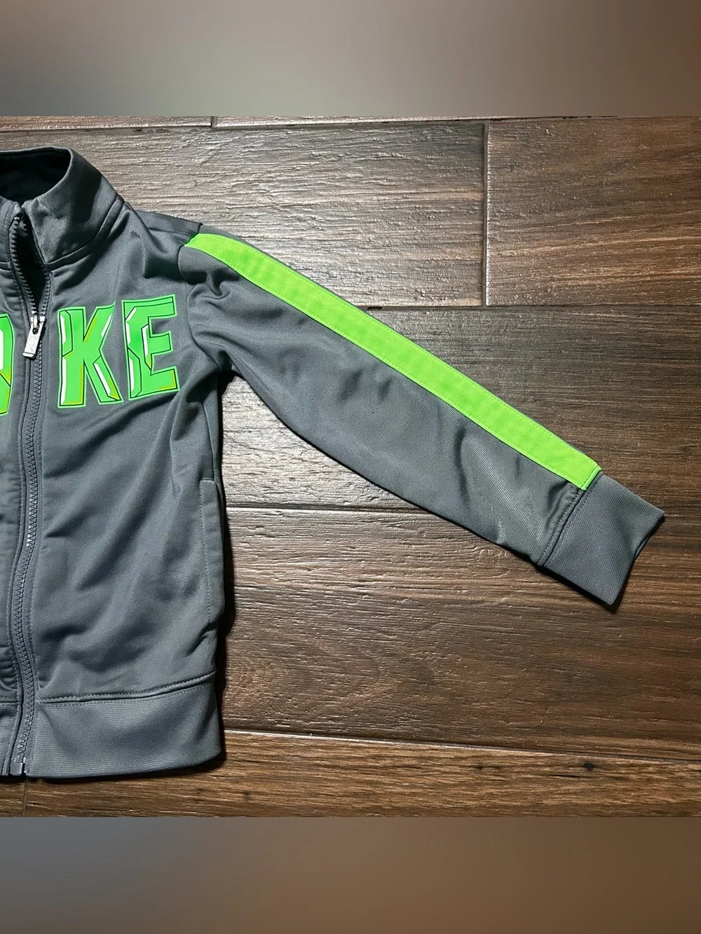 Nike Boys Track Jacket XS 3 4 Years Full Zip Neon Green Gray